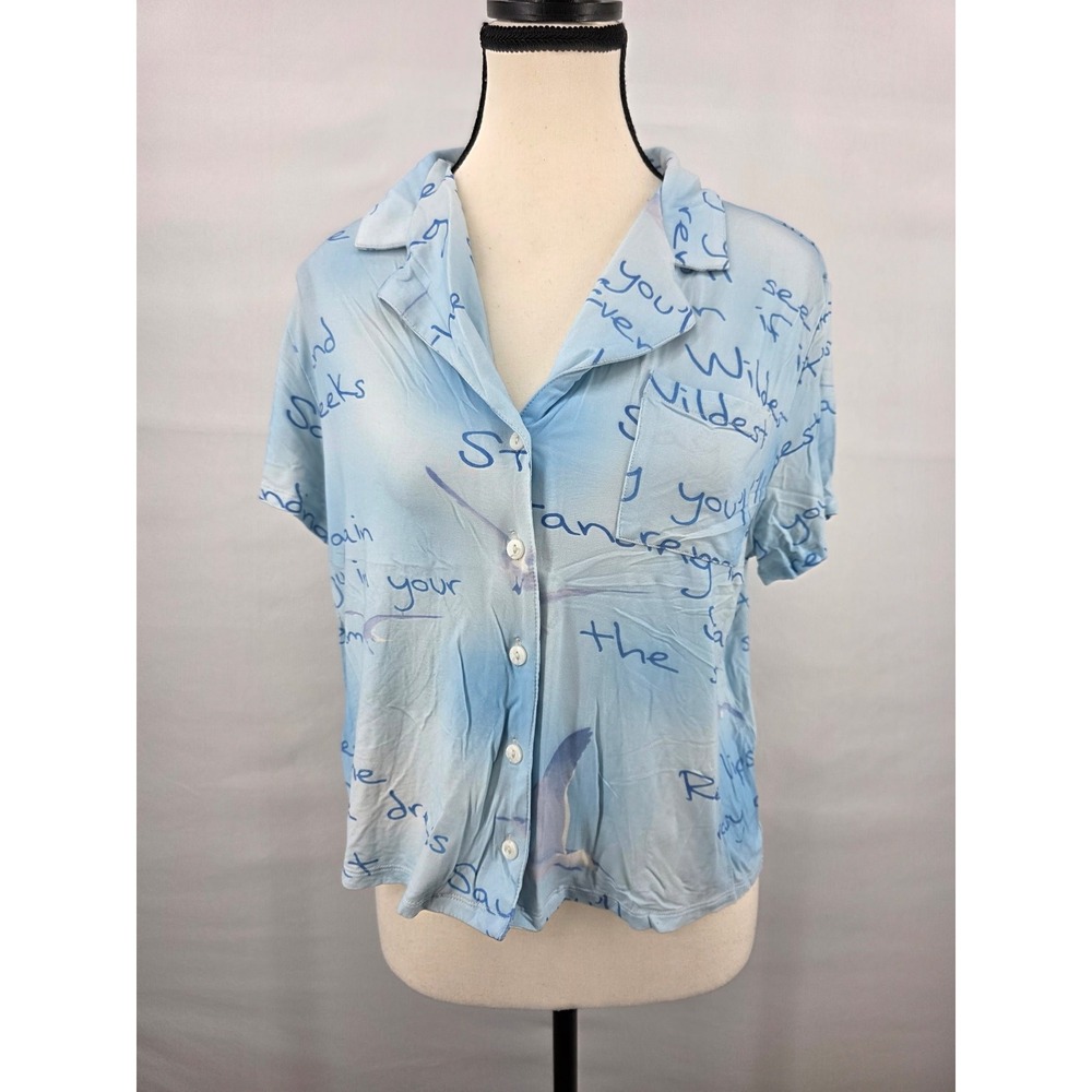 Taylor Swift 1989 Taylor's Version Blue Lyric Pajama Shirt Small Seagulls TV